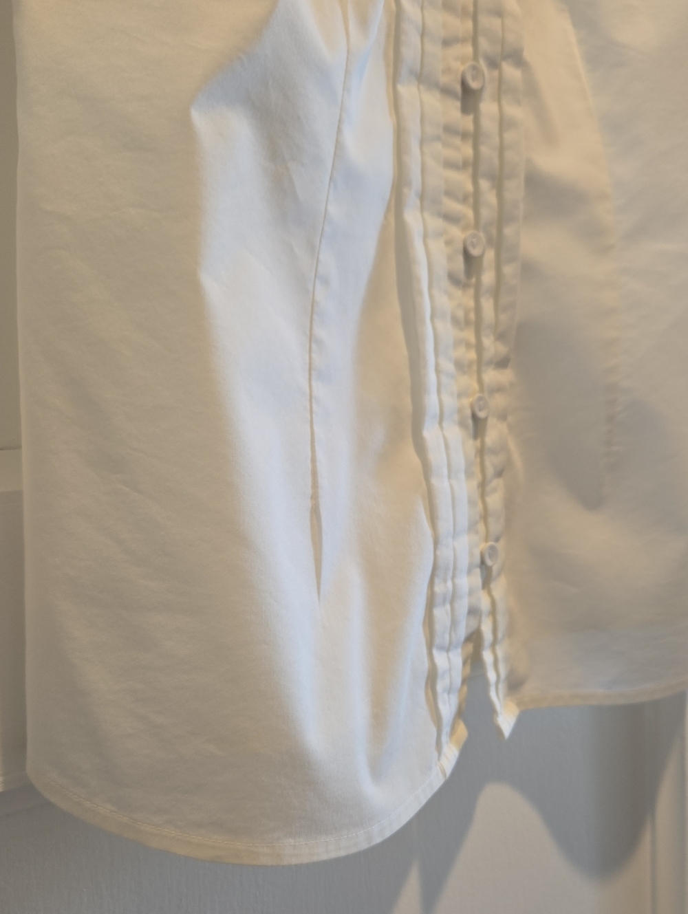 LOFT White Ruffle Front Button-Down Top - Picture 6 of 13
